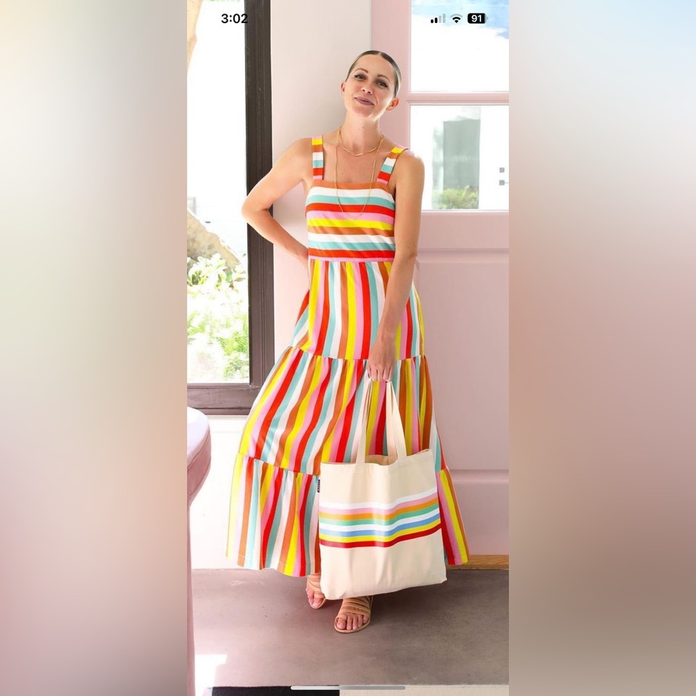 J. Crew rainbow striped maxi dress